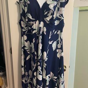 Chaps Navy and White Floral Maxi Dress